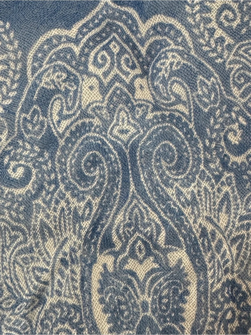 CITRUS Blue Paisley Linen Embroidered Bandana Scarf